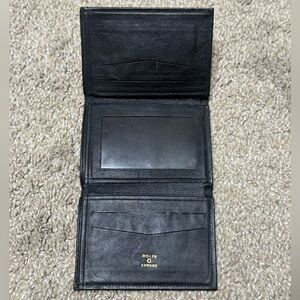 Rolfs Black Leather Cowhide Tri-Fold Wallet with ID Window